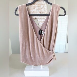 Vintage Giorgio Armani Borgonuovo 21 Blush Velvet Draped Top Made in Italy Sz 42